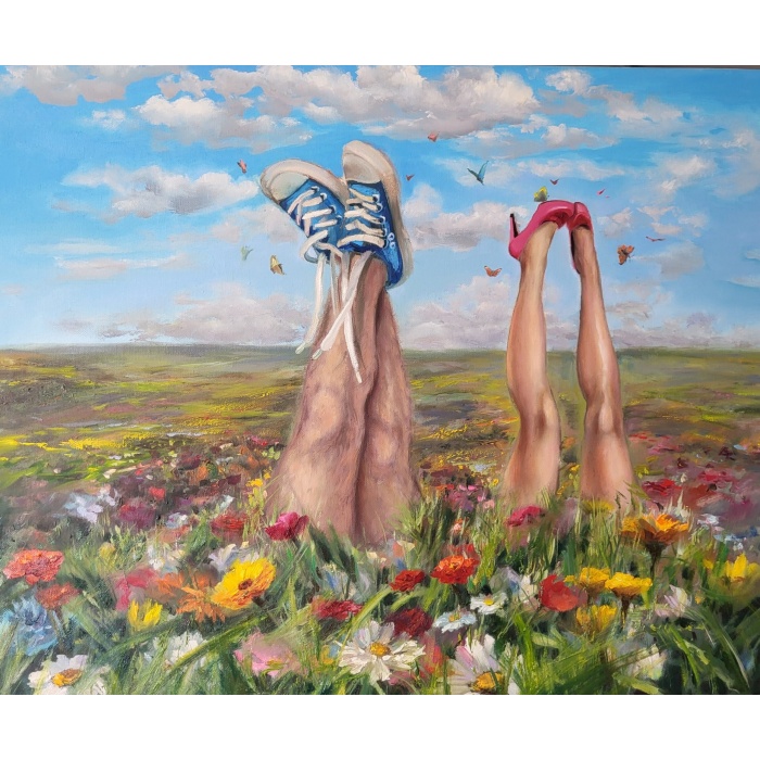 Original oil painting 'Summer romance', on canvas 50x60 cm, 2023