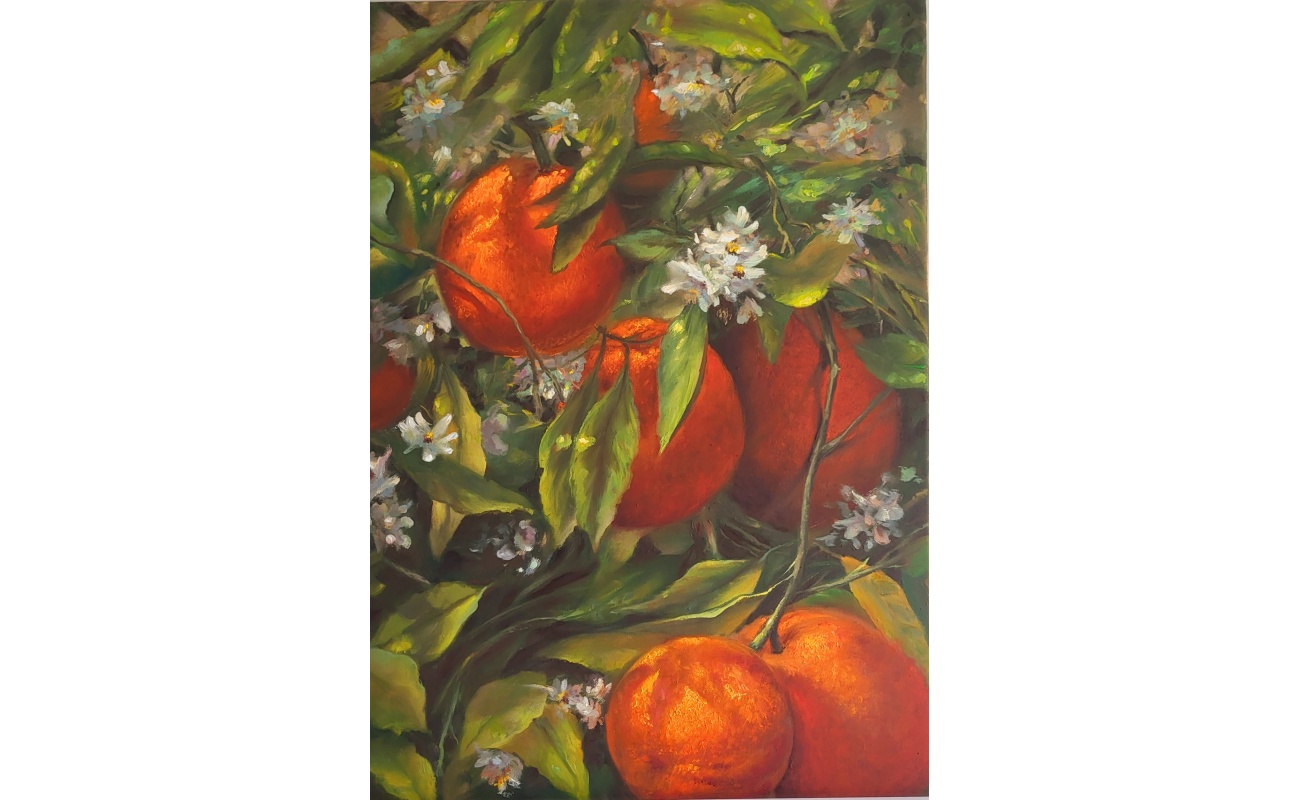 Original oil painting 'Oranges', on canvas 70x50 cm, 2023