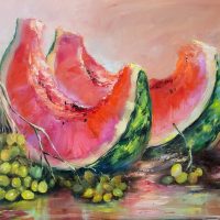 Oil painting 'Watermelon', on canvas 50x60 cm, 2023